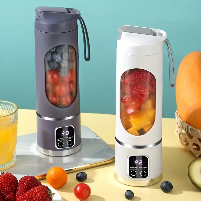 Portable USB Rechargeable Blender with LED Display - 450ml, Ideal for Smoothies & Fresh Juice, Compact Design for On-the-Go Nutrition