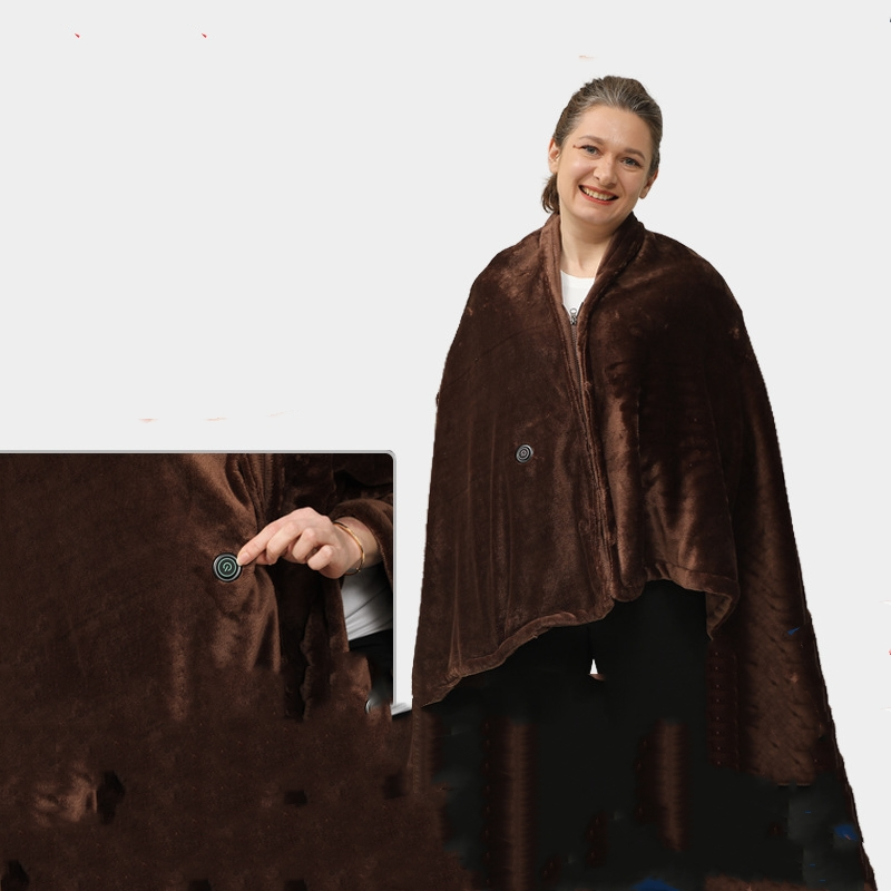 Warm Cover Cold-proof Warm Cloak Fleece-lined Keep Warm And Emit Heat Shawl