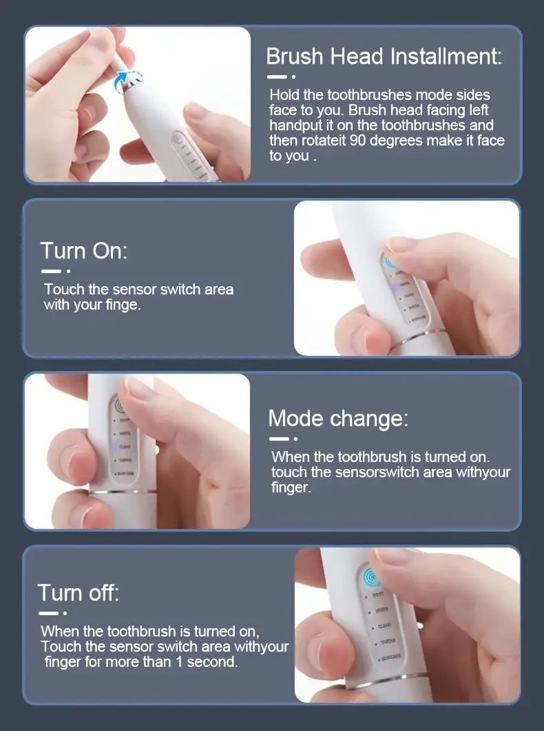 Electric Dental Cleaning Kit with 2 Interchangeable Soft Brush Heads