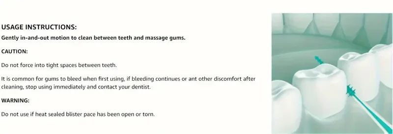 100 Count Interdental Brushes with Soft Flexible Rubber Bristles