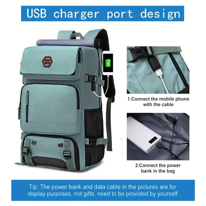 Men's Multi-Functional Trekking Backpack with Adjustable Straps and Shoe Storage - Waterproof and Durable Outdoor Knapsack