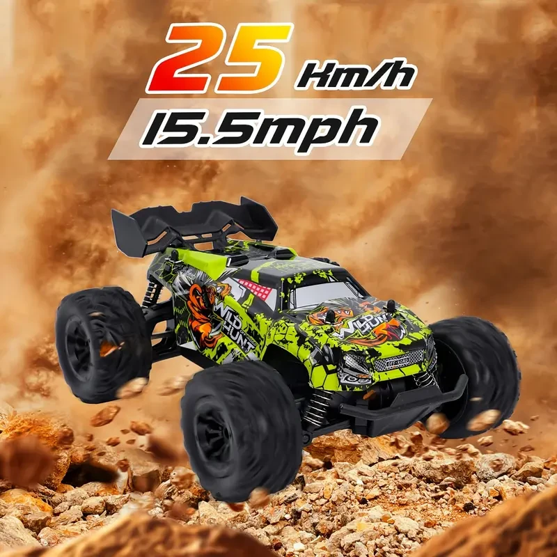 1:20 Scale All-Terrain RC Monster Truck with 2.4GHz Remote Control, USB Rechargeable Lithium Battery, Weather Resistant Plastic Push Button Controlled Off-Road Electric Toy Vehicle, 25km/h Speed.