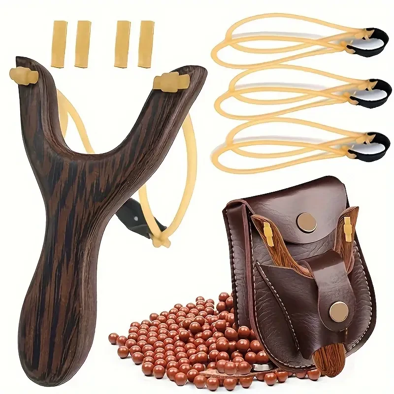 Premium Solid Wood Slingshot Set  Mud Ball Launcher