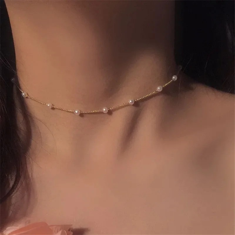 Korean Style Pearl Choker Necklace