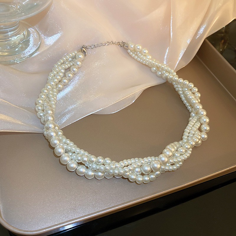 FYUAN Korean Style Twining Pearl Choker Necklace