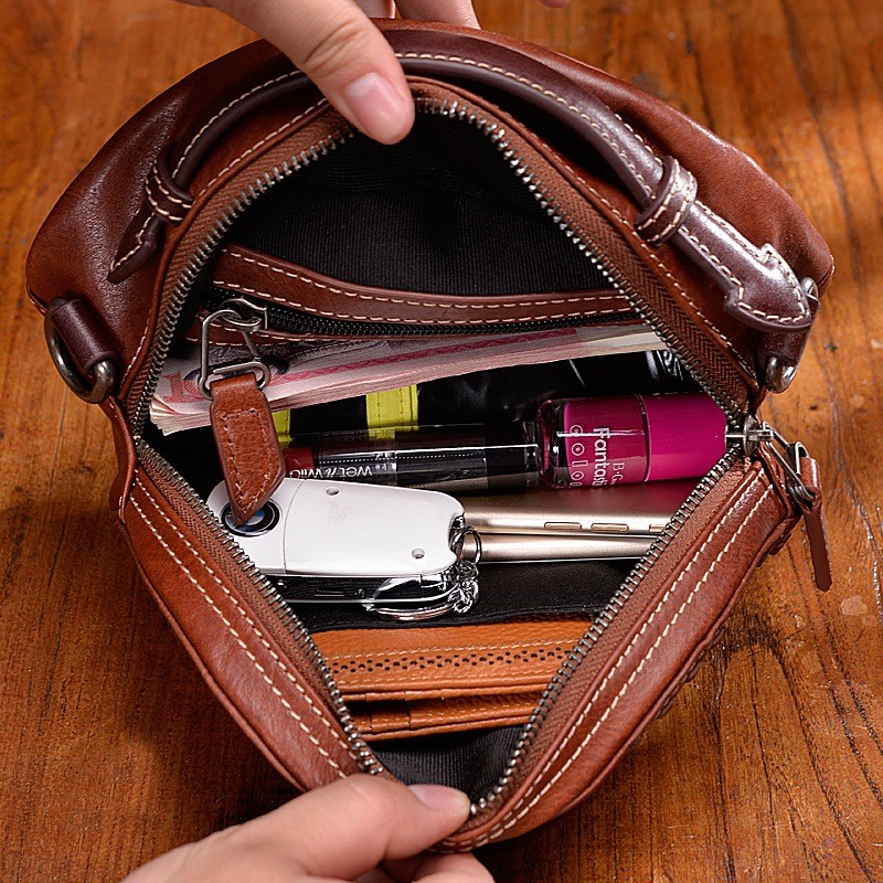 Hand Vegetable Tanningc Cowhide Women's Shoulder Messenger Bag