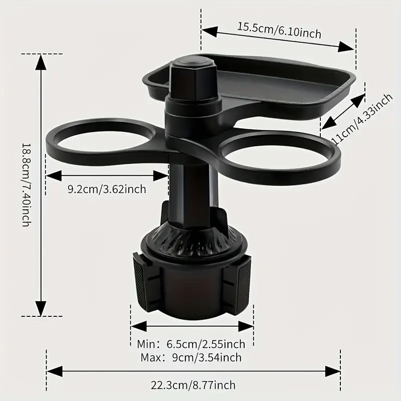 360 Rotatable Car Cup Holder Expandable Snack Tray