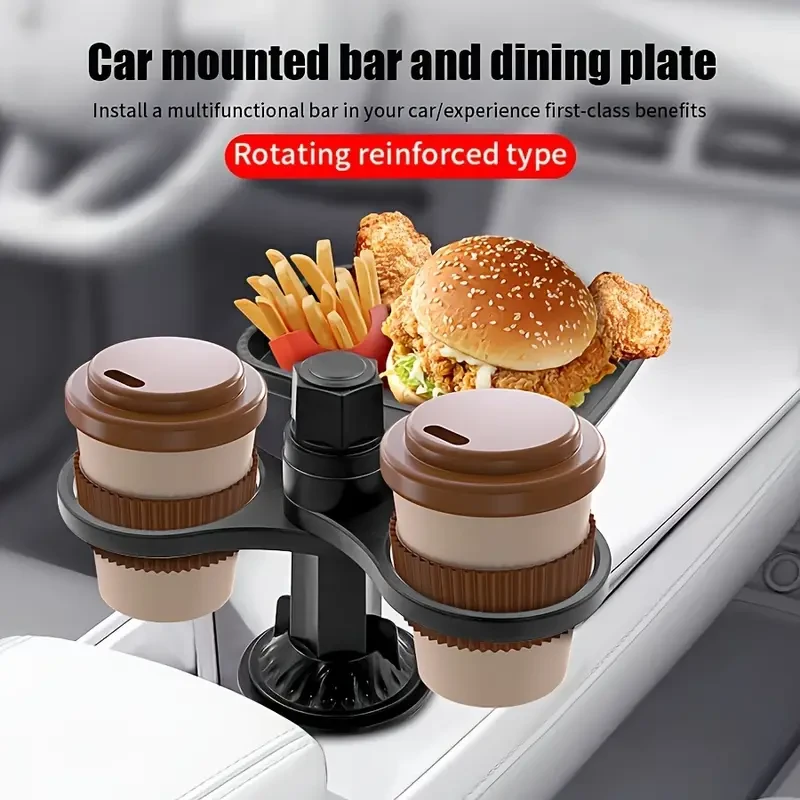 360 Rotatable Car Cup Holder Expandable Snack Tray