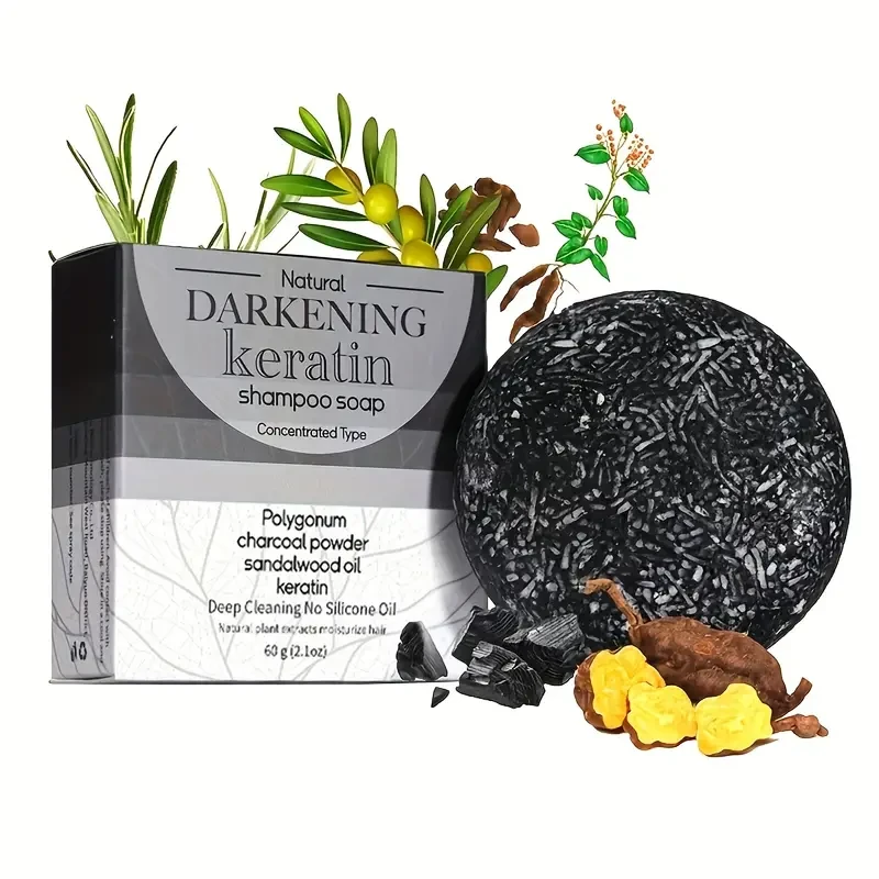 60g Darkening Shampoo Soap Bar  Enriched with Polygonum & Charcoal