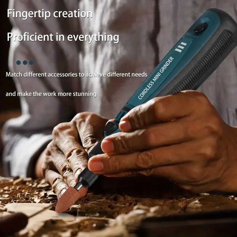 1 Set DIY Small Electric Grinder, Household Hand-held Electric Engraving Tool For Jade Engraving, Polishing Tool, USB Rechargeable Electric Grinder