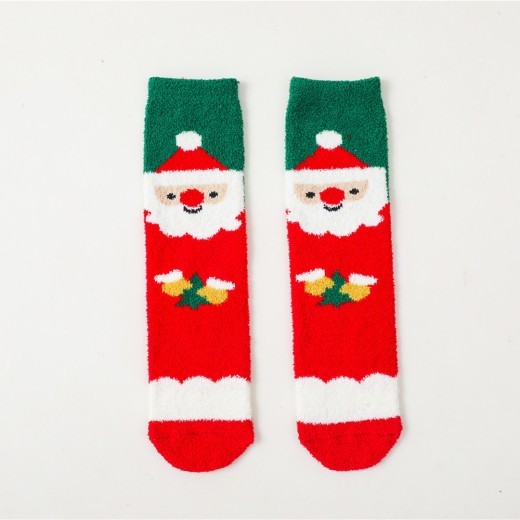 New Baby Christmas Cartoon Coral Velvet Stockings