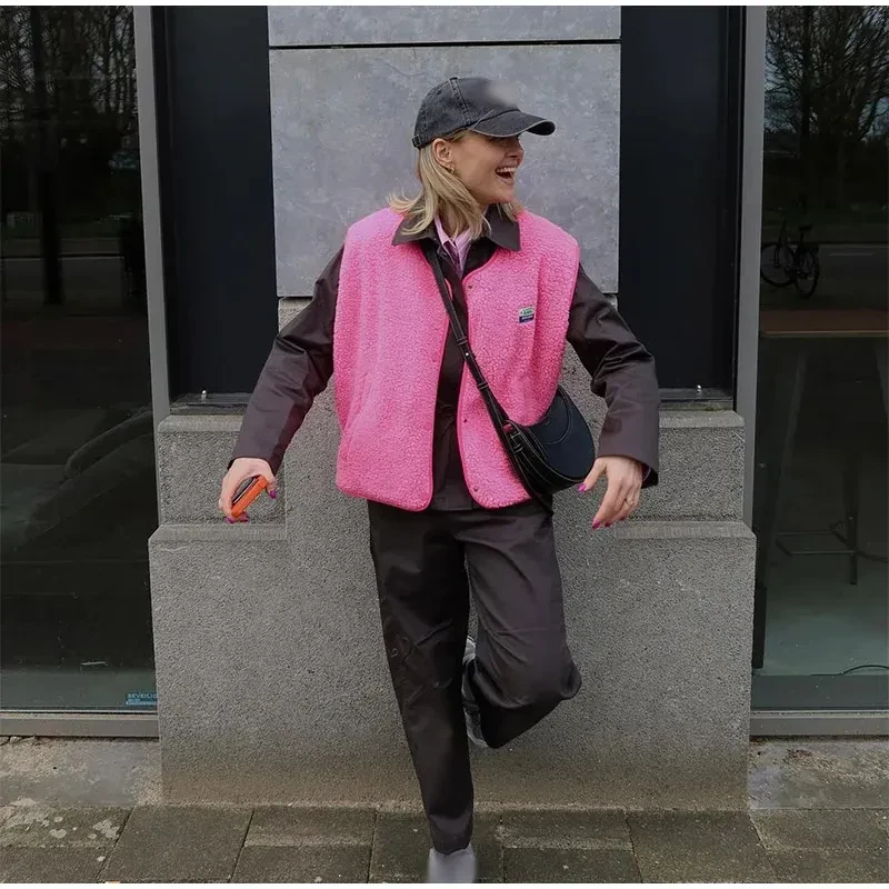 Fashion Single-breasted Vest Jacket Fall Winter Loose Outwear