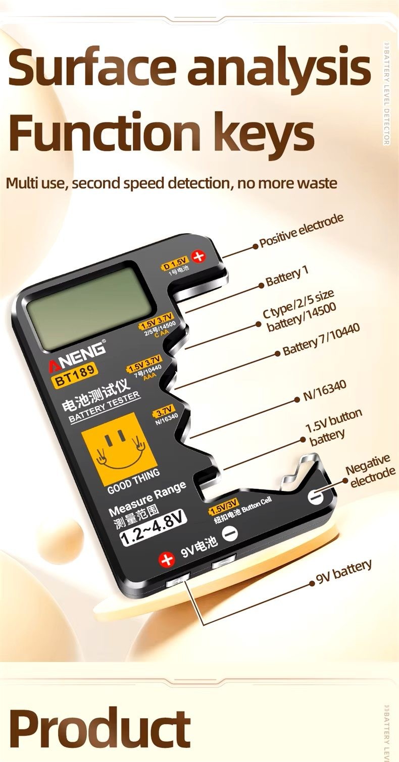 ANENG BT189 Multi Cell Battery Tester Universal LCD Battery Tester