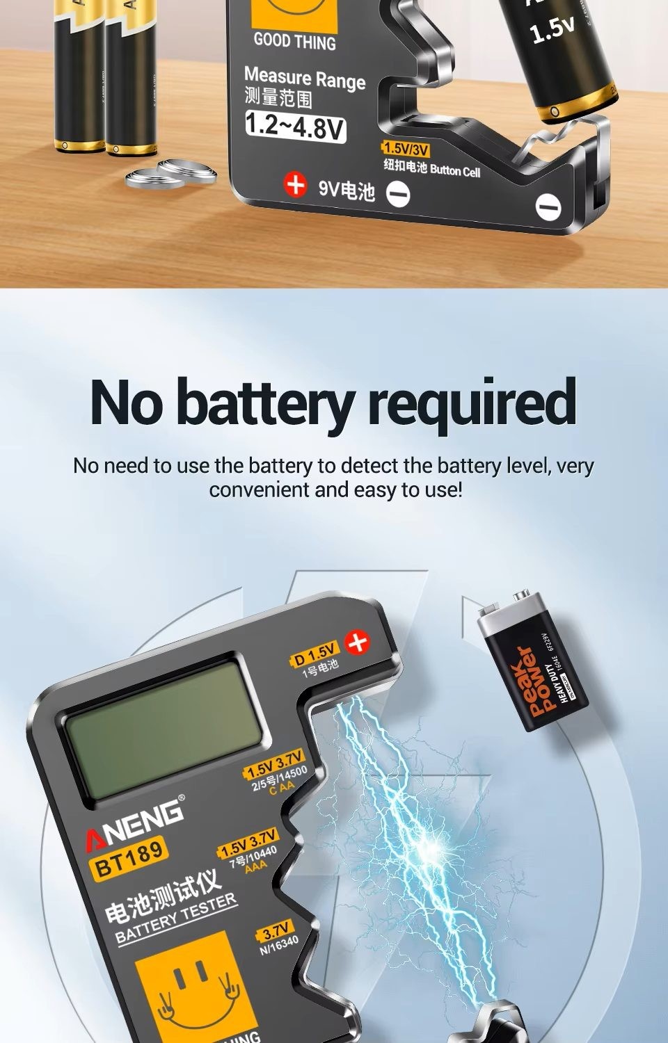 ANENG BT189 Multi Cell Battery Tester Universal LCD Battery Tester