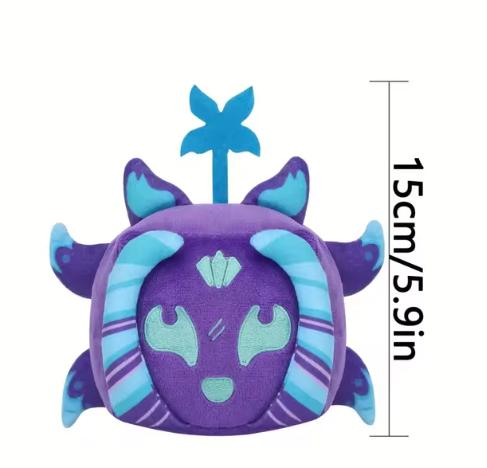 Funny Purple Fox Plush Toy Blox Fruits Plush Stuffed Devil Fruit Doll Eye-Catching Square Toys for Kids Gift Home Decor