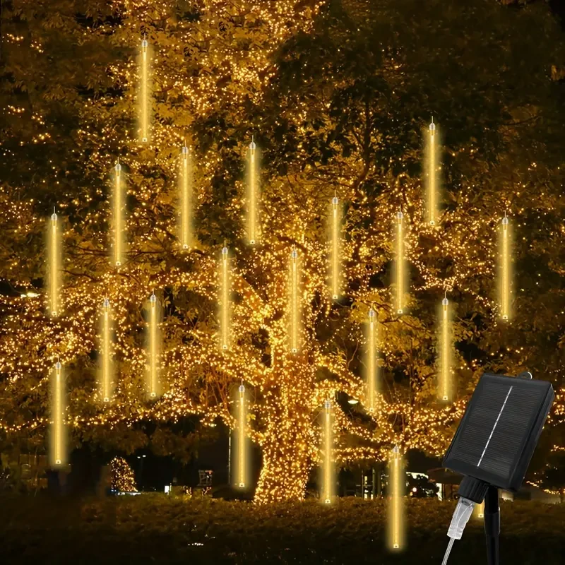 8 Strands 192 LED Solar Shooting Star Lights  Waterproof & Festive