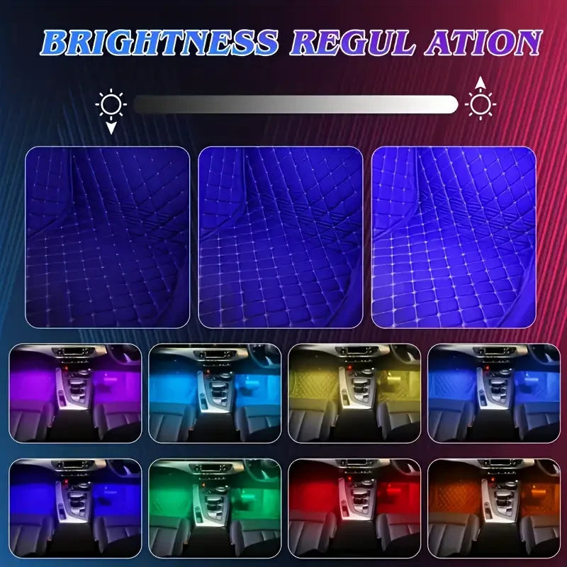 4PCS 48-LED Music Car Strip Light Kit  Sound Active & Wireless Remote