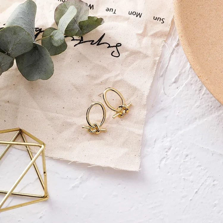 Oval Knotted Stud Earrings
