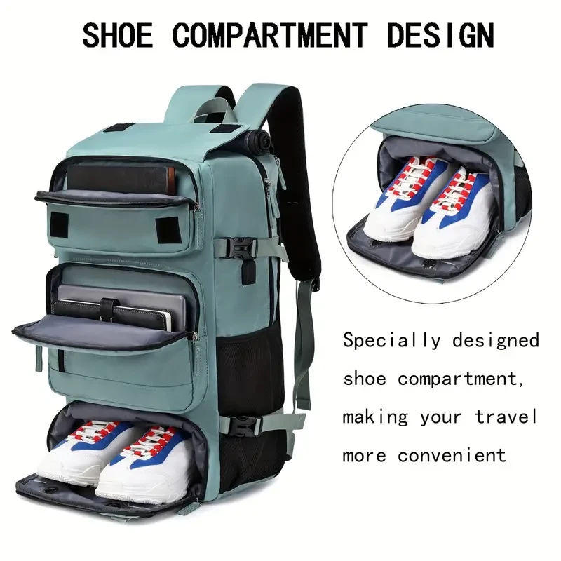 Men's Multi-Functional Trekking Backpack with Adjustable Straps and Shoe Storage - Waterproof and Durable Outdoor Knapsack