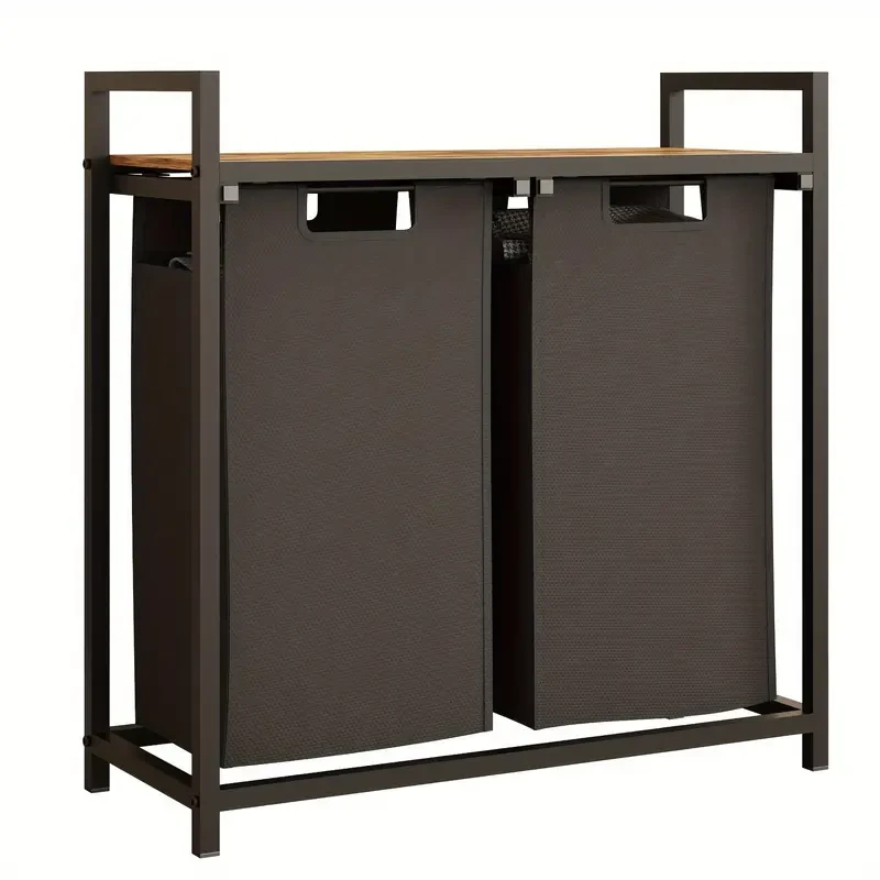 2-Compartment Metal Laundry Sorter with Removable Liners