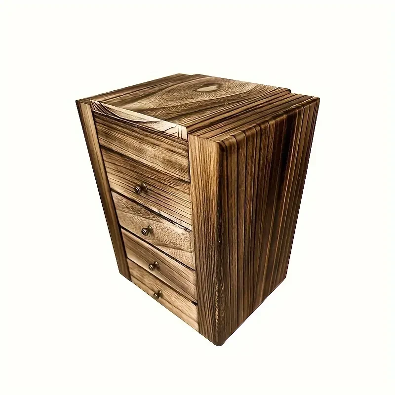 Vintage Wood Jewelry Organizer with Transparent Lid