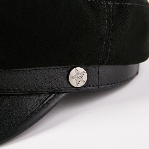 Fashion Sheepskin Flat-top Hat Youth Student's Hat Unisex Leather Hat Korean Casual Navy Hat