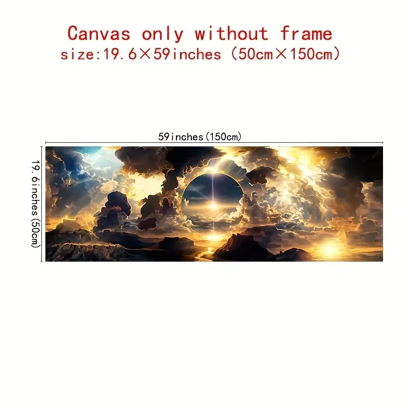 Breathtaking Sky Canvas Poster  Oil Painting of Clouds, Mountains & Rivers