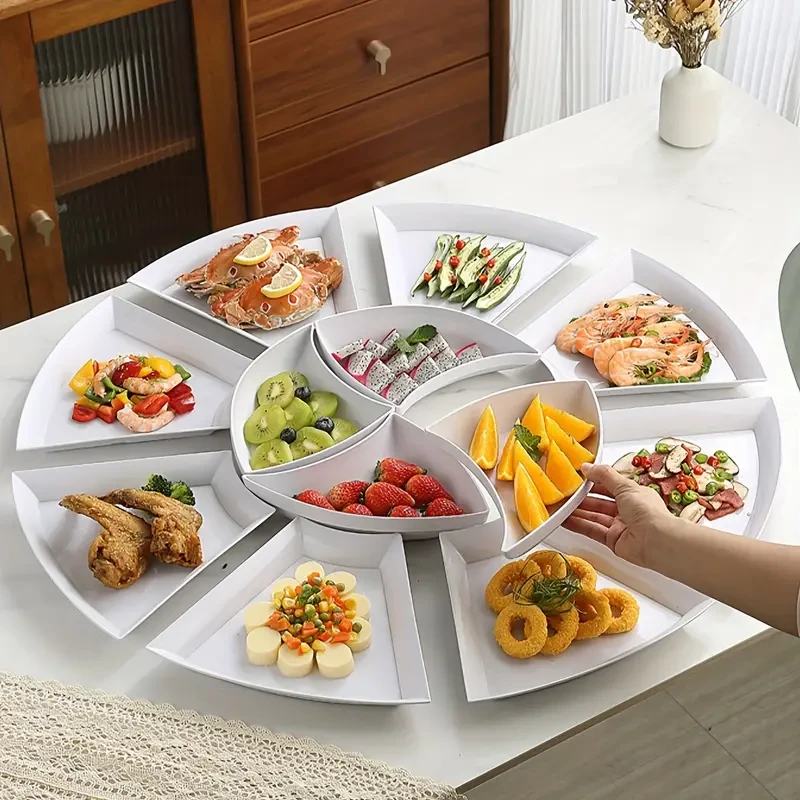 8-Piece White Flabellate Serving Plate Set