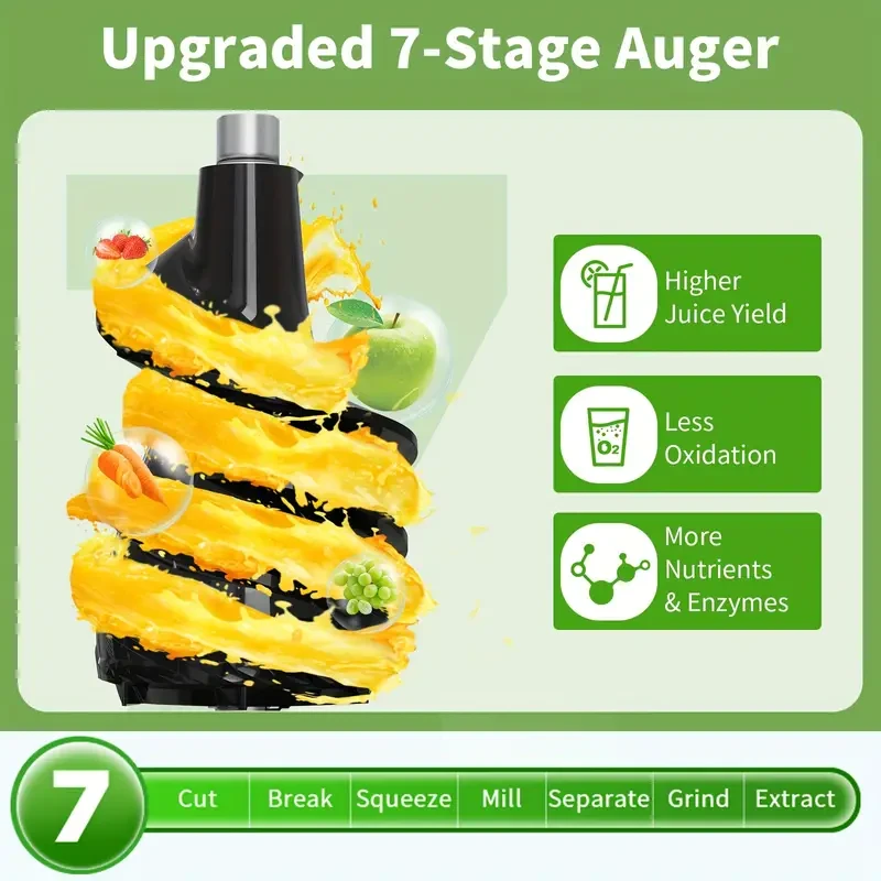 AIRMSEN Cold Press Juicer - Slow Masticating with Large Feed Chute