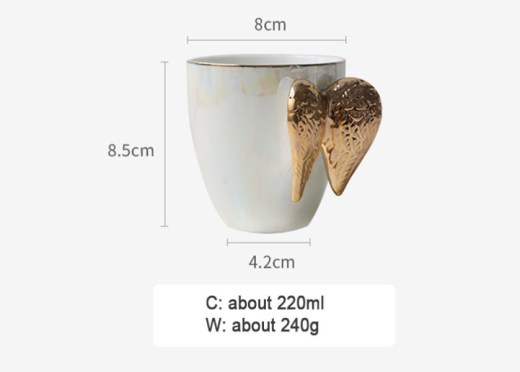 Fairy Cup Golden Angel Wings Ceramic Cup