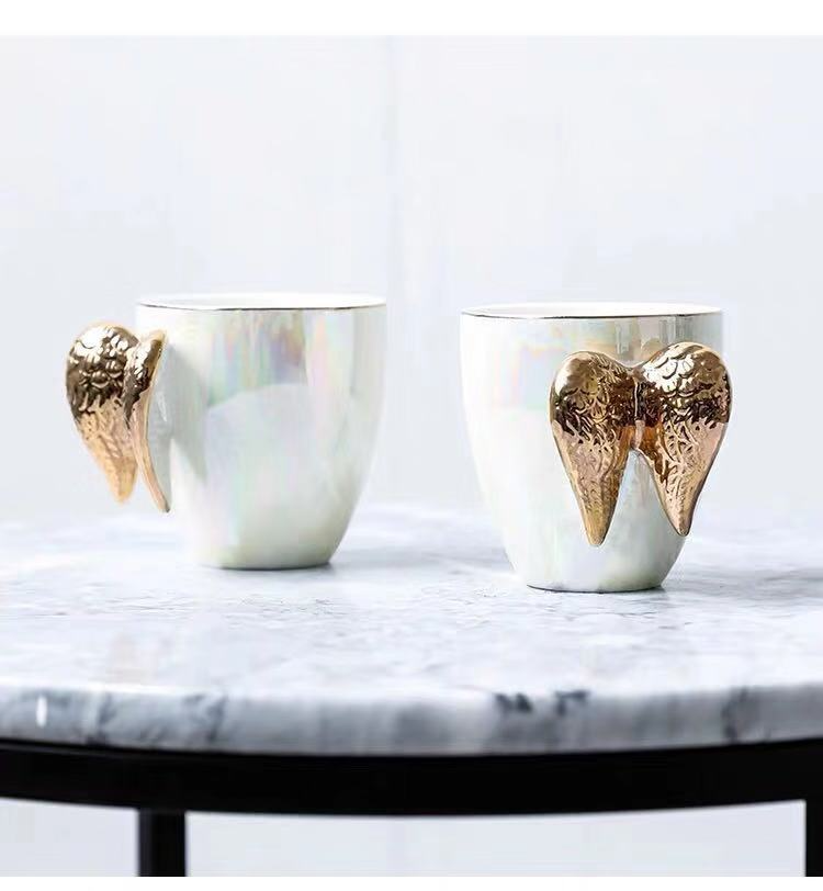 Fairy Cup Golden Angel Wings Ceramic Cup