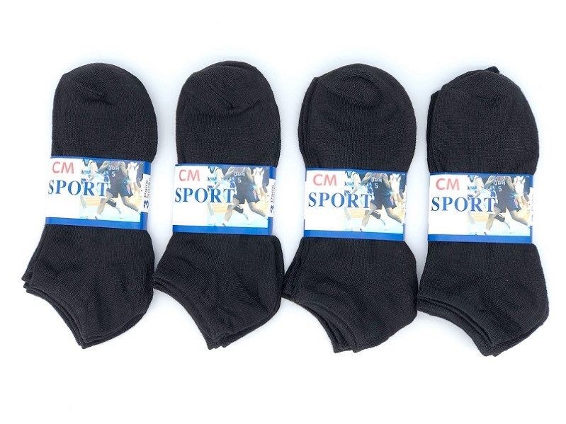 Sports Socks Thin Ankle Socks - Black - M7-11/ W8-12 (12 Pairs)
