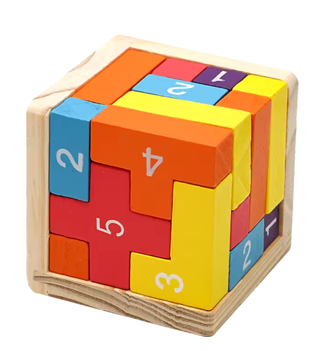 Colorful Wooden Blocks Puzzles,Classic Luban Lock Cube 3D Puzzle Toys, Intellectual Game for children and adults