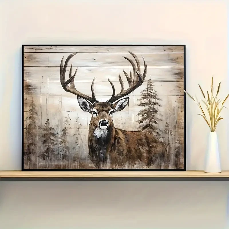 Rustic Deer & Wilderness Canvas Wall Art
