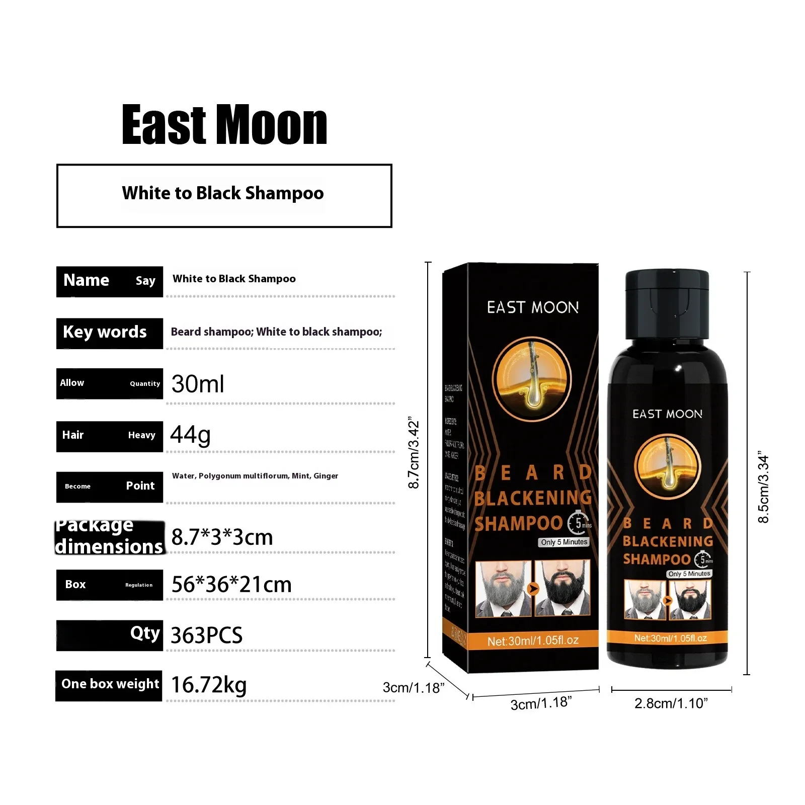 White To Black Shampoo Men's Hair Cleaning