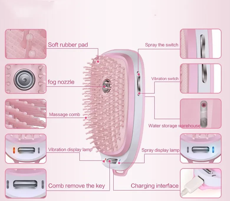 Electric Head Massage Comb Steam Anti-static Hair