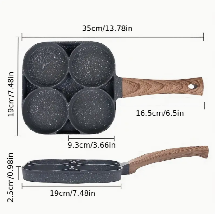 1pc 4-Hole Non-Stick Egg Frying Pan - Ideal for Omelette, Fried Egg, Pancake, Burger, Bacon, Steak