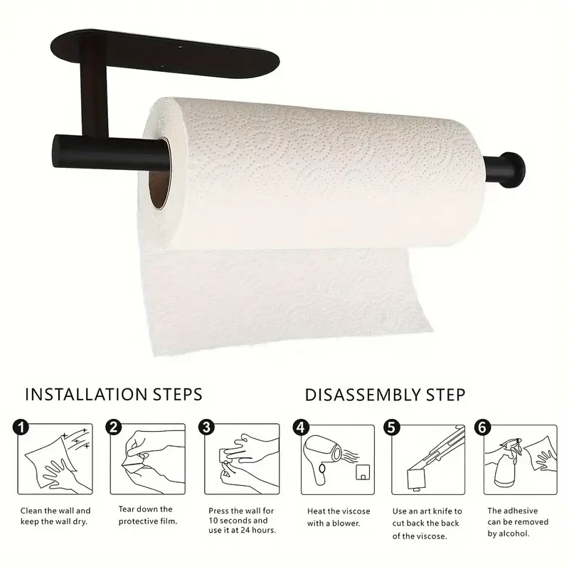 Paper Towel Holder, Creative Punching-free Paper Towel Rack, Household Wall-mounted Paper Storage Organizer