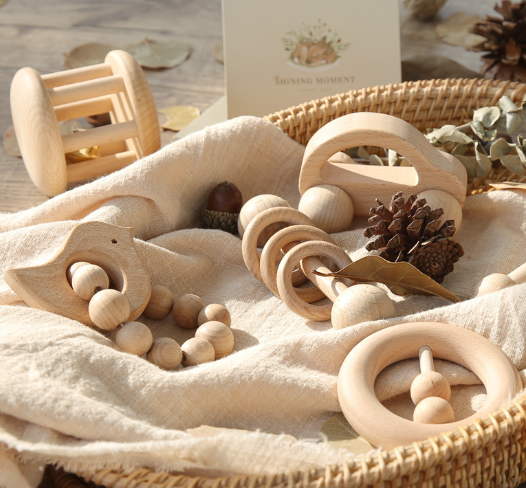 Wooden Rattle Bed Bell Parent-child Interactive Children's Toy