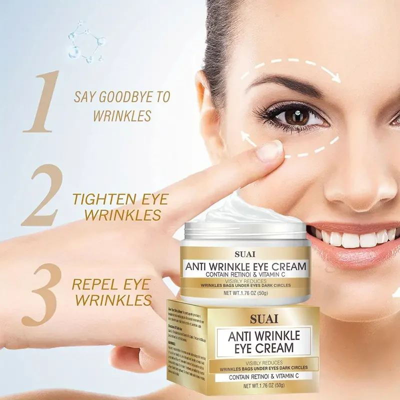 Anti Wrinkle Eye Cream - Retinol & Vitamin C - Fades Fine Lines & Dark Circles, Tightens Eye Contours, Eliminates & Bags