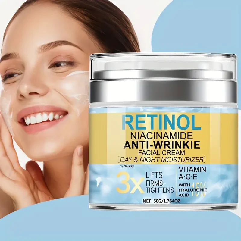 Retinol & Collagen Face Cream - 1.764oz, Anti-Wrinkle & Lifting with Vitamin E & Niacinamide, Hydrating Day & Night Moisturizer for All Skin Types