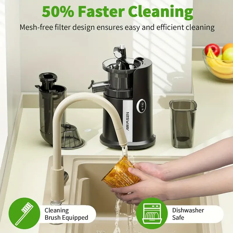 AIRMSEN Cold Press Juicer - Slow Masticating with Large Feed Chute