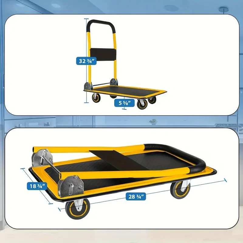 Upgraded Foldable Push Cart Dolly - 330 lbs Capacity