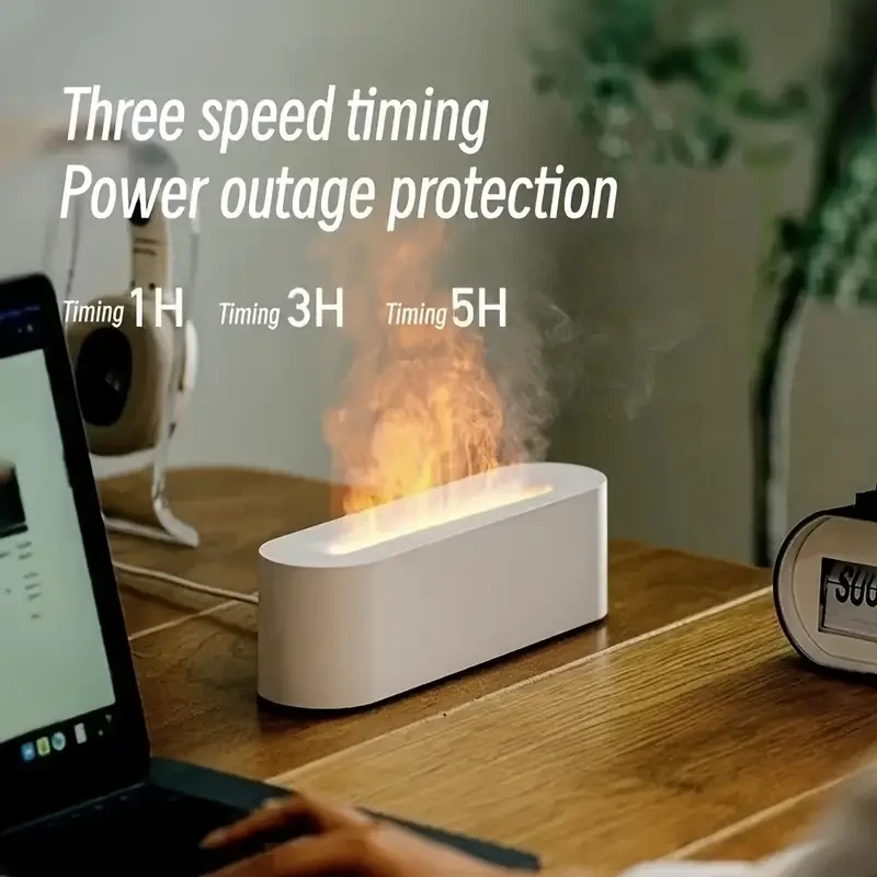 Set, Simulated Flame Humidifier With Colorful Atmosphere Light, 150ml Tank Capacity, USB Powered, 3D Fire Effect Humidifier