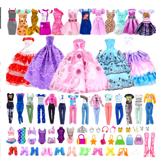50 Pcs Doll Clothes Outfit for 11.5 Inch Doll, Doll Dress up Toys for Girls Kids Toddlers Toy Gifts (Random Style