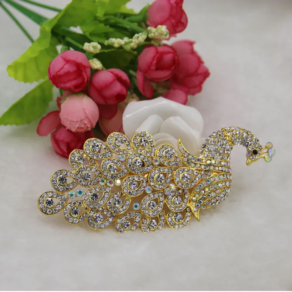 Peacock brooch corsage shawl pin