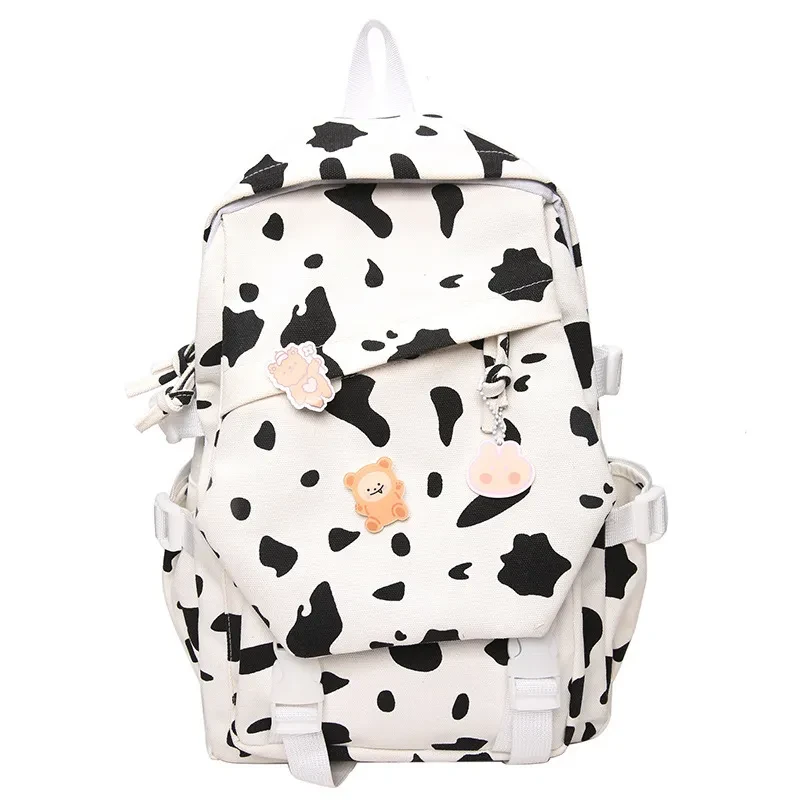 College Style Cow Pattern Soft Girl Little Fresh Student Schoolbag Korean Leisure Large Capacity Backpack Female