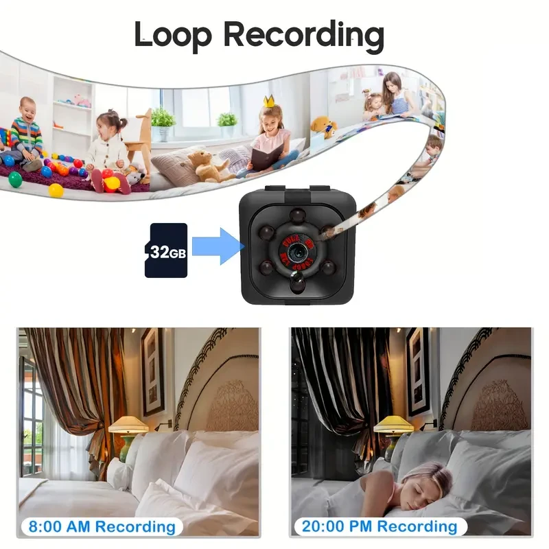Mini 1080P HD Video Camera - Portable Nanny Cam with Night Vision