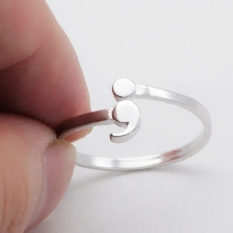 Simple Fashion Inspiration Ring Creative Semicolon Design Women Men Wave Ring