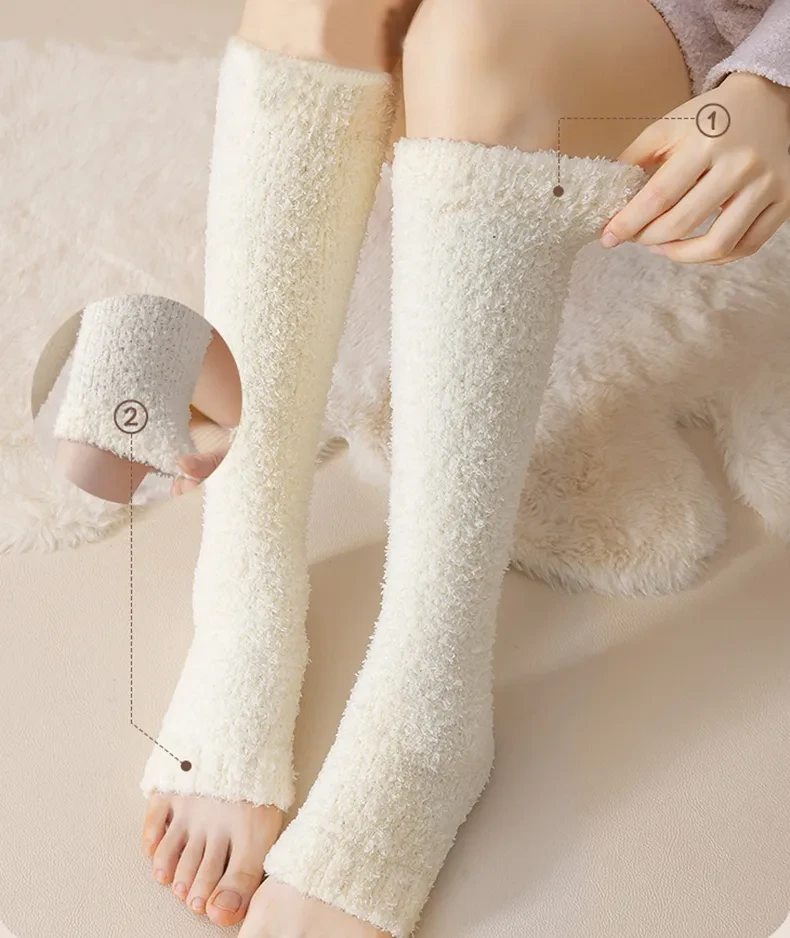 Warm Plush Socks Women Dual-purpose Protection Heel And Knee Sock For Old